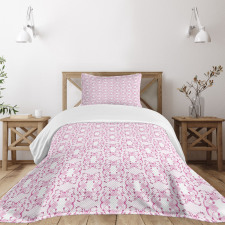 Delicate Striped Floral Bedspread Set