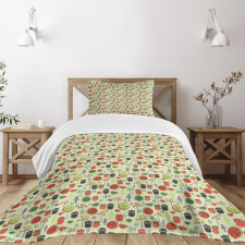 Birds Trees and Plants Bedspread Set