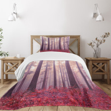 Trees Foggy Sunlight Bedspread Set