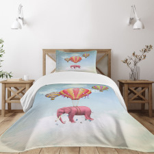 Pink Elephant in Sky Bedspread Set