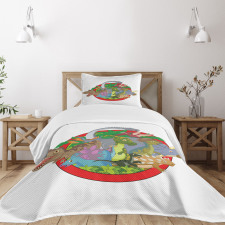 Tropical Plants Leaves Bedspread Set