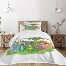 Cartoon Group Dinosaur Bedspread Set
