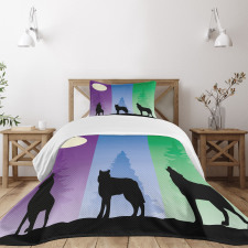 Wolf at Night Howling Bedspread Set