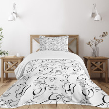 Monochrome French Hats Bedspread Set