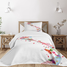 Colorful Notes Butterfly Bedspread Set