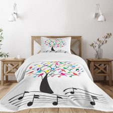 Tree with Notes Happiness Bedspread Set