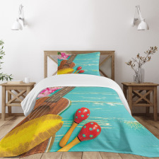 Hawaiian Summer Ukulele Bedspread Set