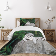 White Tiger in Jungle Bedspread Set