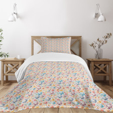 Zigzag Lines Flowers Art Bedspread Set