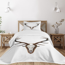 Deer Stag Bones Mounted Bedspread Set