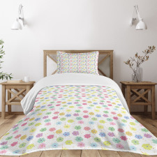 Colorful Paint Blots Flowers Bedspread Set