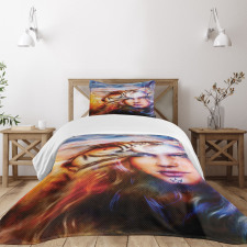 Tiger and Lion Head Bedspread Set