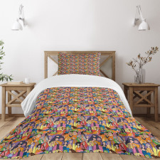 Doodle Style Many Women Bedspread Set