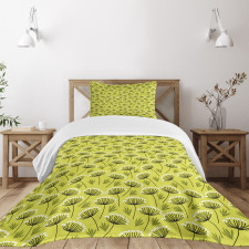 Doodle Style Branches Herbs Bedspread Set