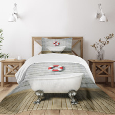 Grunge Wall Sailor Bath Bedspread Set