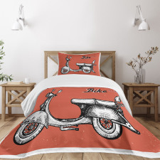 Scooter Bicycle Sign Bedspread Set