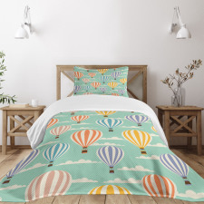 Retro Travel Balloons Bedspread Set