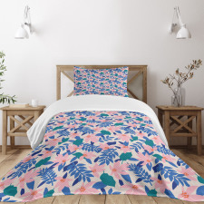 Soft Exotic Flower Leaves Bedspread Set