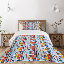 Colorful Digital Stripes Bedspread Set