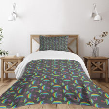 Ornate Rainbow Umbrellas Bedspread Set