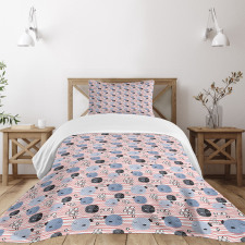 Fish and Bubbles on Stripes Bedspread Set