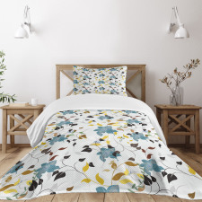 Colorful Flowers Leaf Bedspread Set