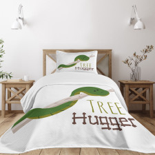 Cartoon Snake Mascot Love Bedspread Set