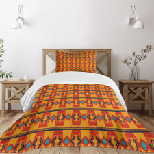 Warm Tones Geometrical Art Bedspread Set