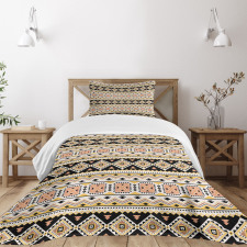 Triangles Tribal Motifs Art Bedspread Set