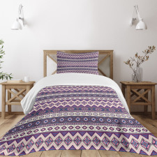 Purple Art Tribal Triangles Bedspread Set