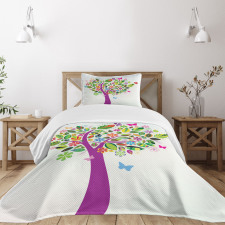 Flower Butterflies Bedspread Set