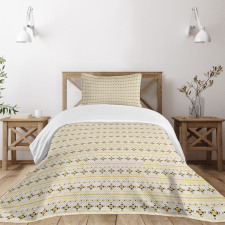 Horizontal Oriental Shapes Bedspread Set