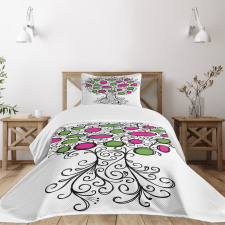 Pink Green Spring Tree Bedspread Set