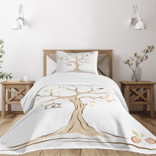 Apple Flying Birds Art Bedspread Set