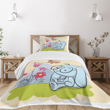 Rabbit Nature Tulips Bedspread Set