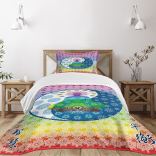 Meditation Theme Zen Art Bedspread Set