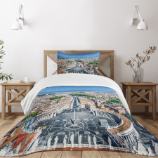 Square in Rome Cityscape Bedspread Set