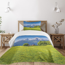 Alps with Meadow Flora Bedspread Set