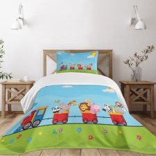 Cartoon Animal Sun Bedspread Set
