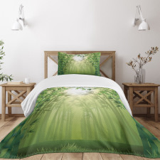 Bamboo Trees in Forest Bedspread Set