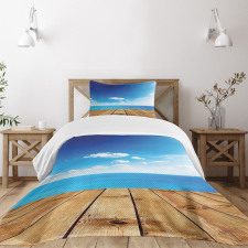Seascape Cloudy Beach Bedspread Set
