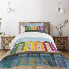 Colorful Cabins Sea Bedspread Set