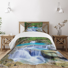 Rocks in Waterfall Lake Bedspread Set