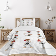 Martial Arts Boy Cartoon Bedspread Set