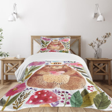 Bear with Flowers Bedspread Set