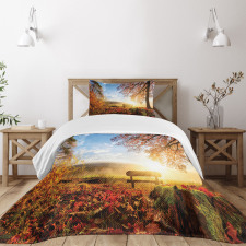 Autumn Forest Bench Bedspread Set