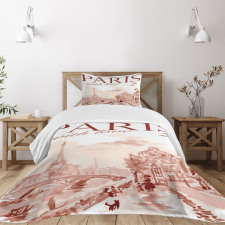 Vintage Watercolor Paris Bedspread Set