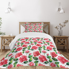 Watercolor Fresh Blossoms Bedspread Set