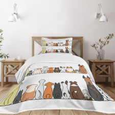 Dog Family in a Row Bedspread Set