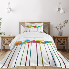 Wine Colorful Glasses Bedspread Set